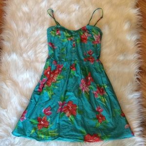 Aeropostale tropical floral print teal dress
